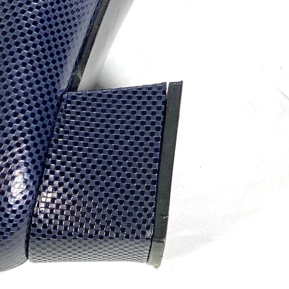 Stuart Weitzman Classic Navy Block Heel Pump Square Toe Vintage Women's 9 AA - Picture 10 of 16